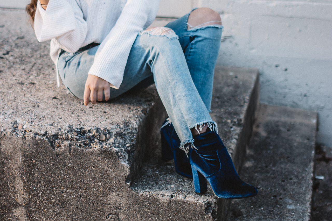 Steve Madden Blue Velvet Booties