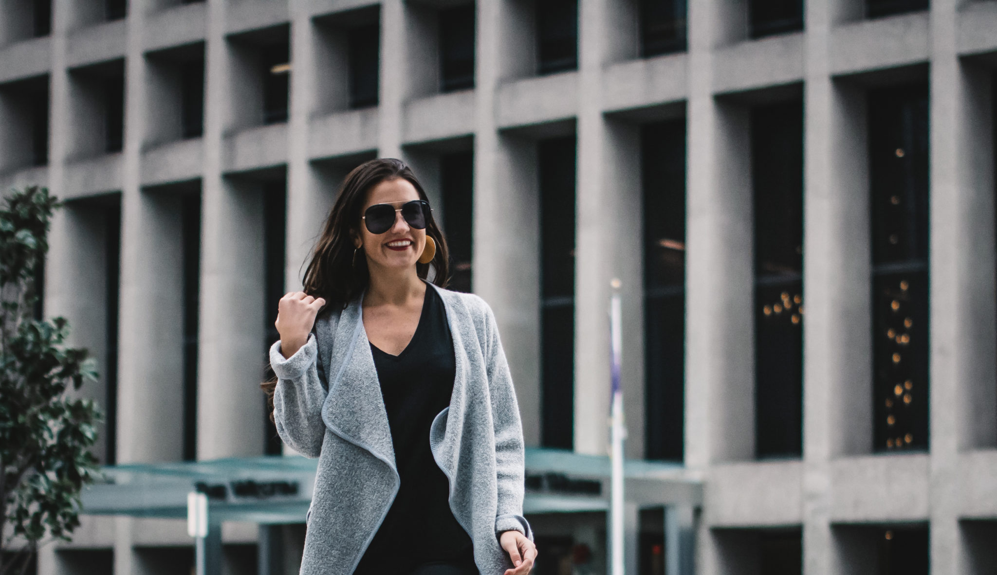 grey and black outfit