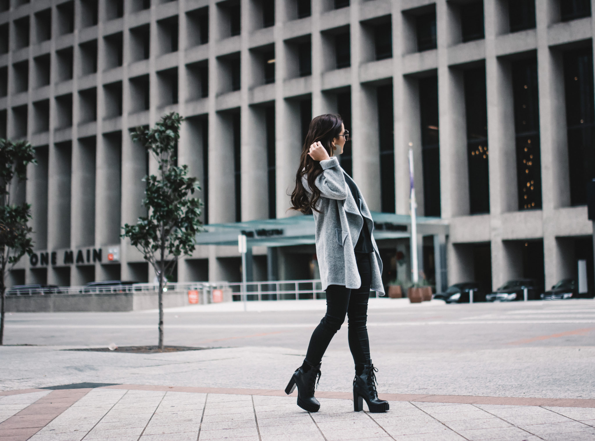 Grey Sweater Black Boots