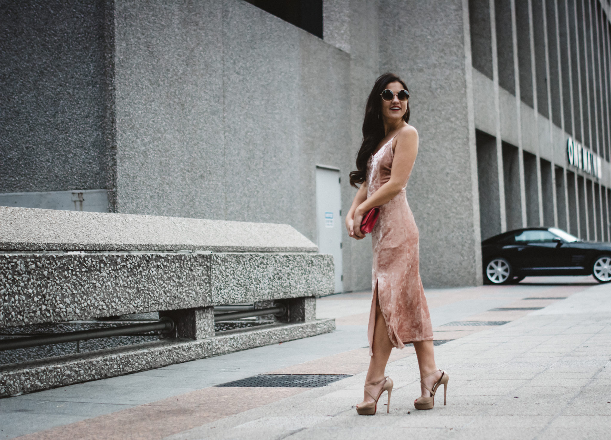 mauve velvet dress