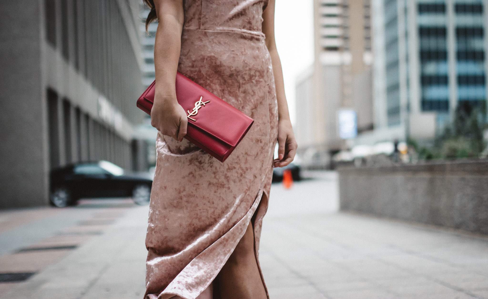 pink saint laurent clutch