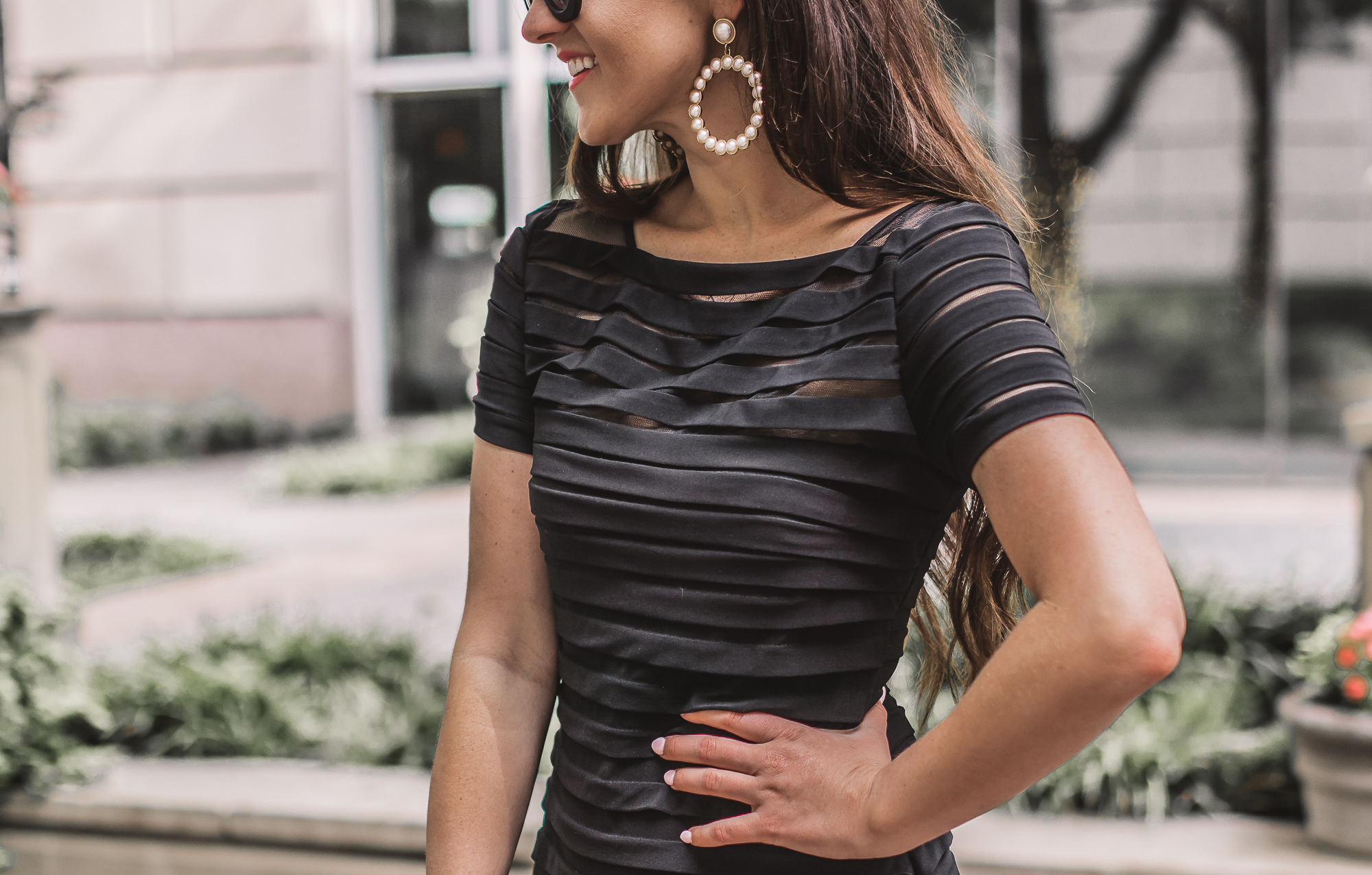 pearl statement hoop earrings