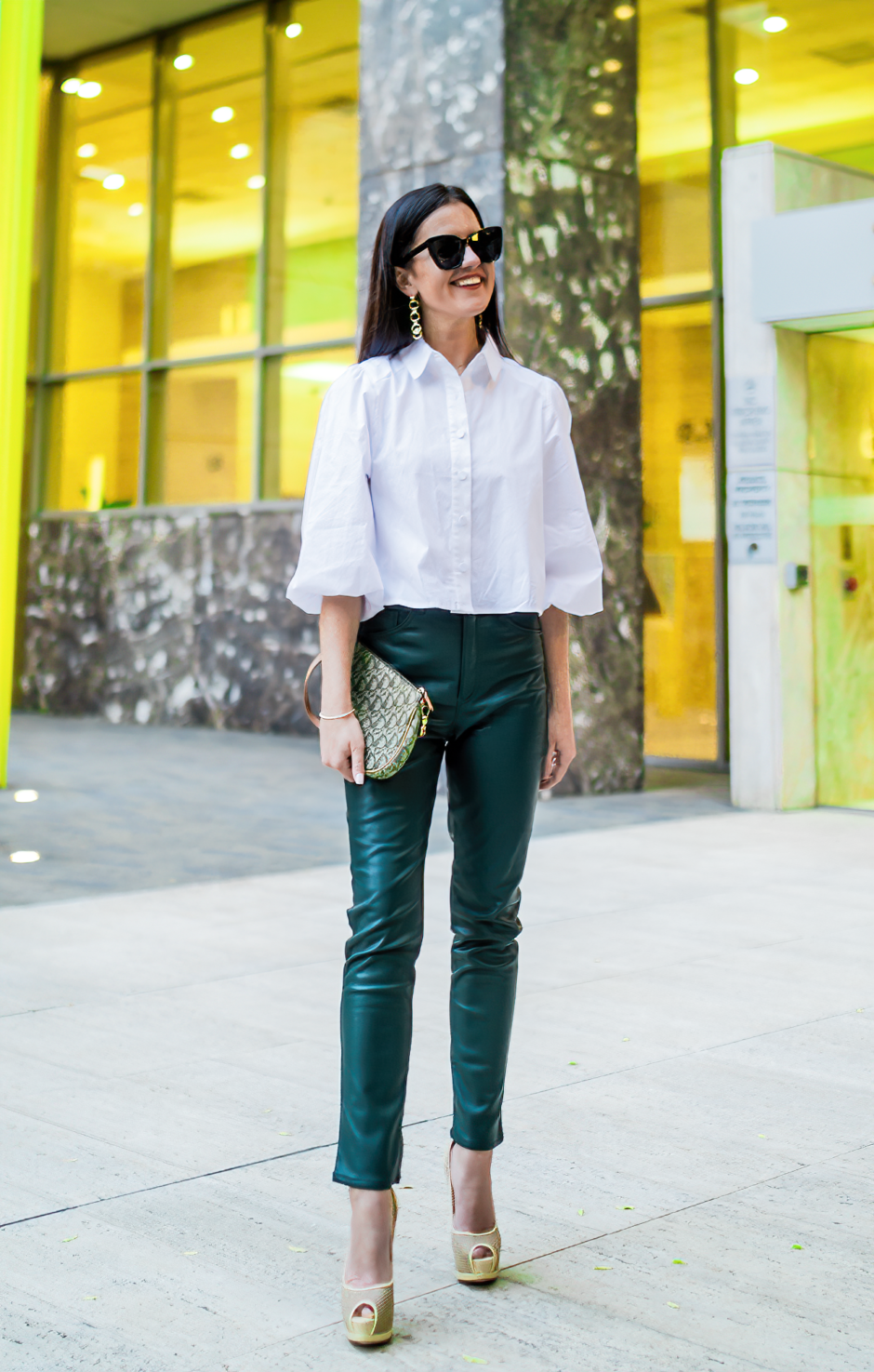 cropeed leather pants