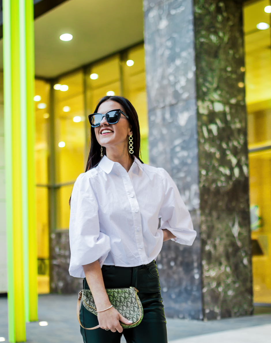 white puff sleeve blouse