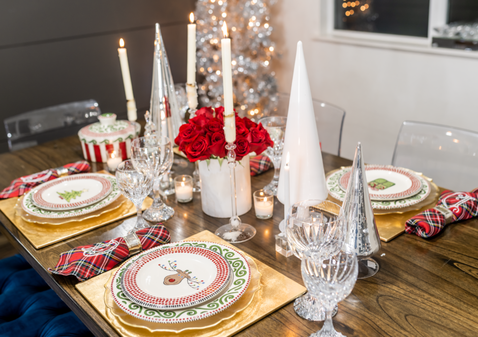 Holiday tablescape gold