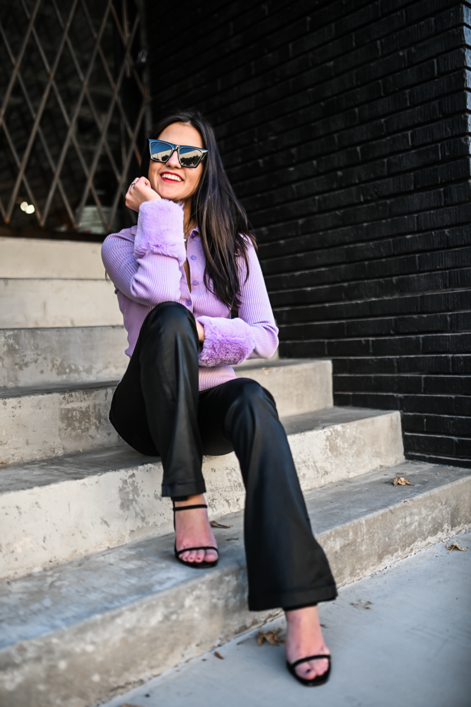 lilac fur cardigan