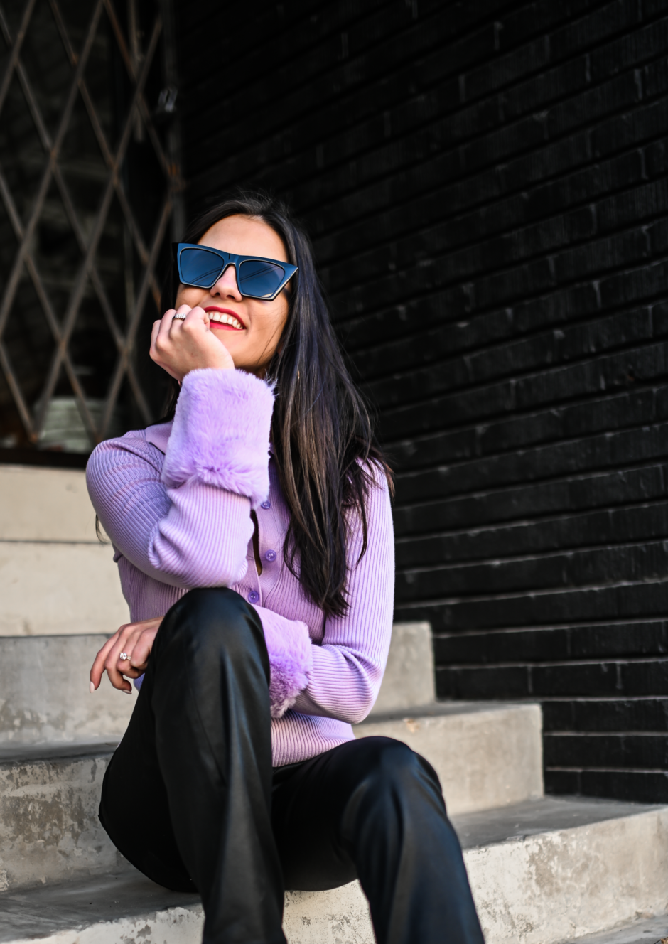 lilac fur sweater