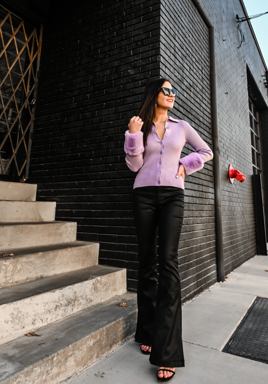 purple fur sweater