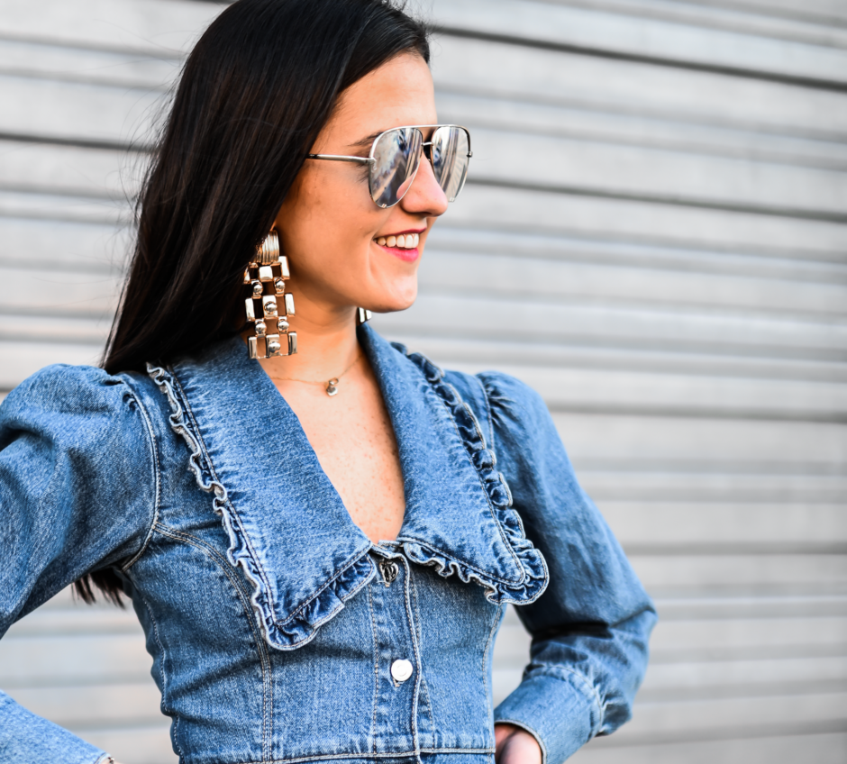large collar denim dress