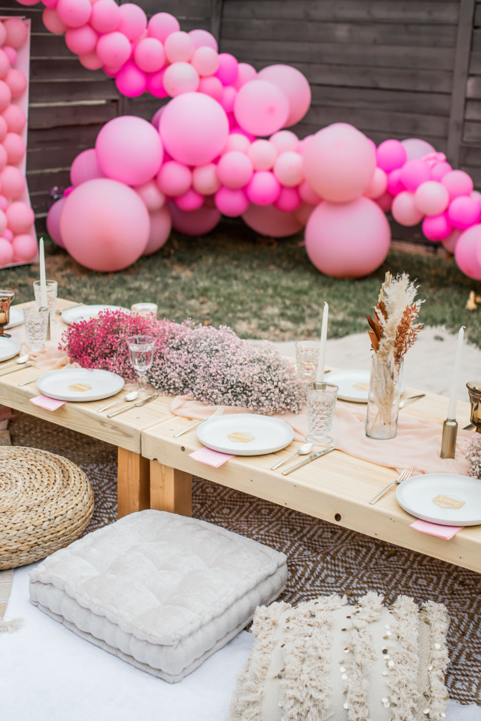 boho picnic table decor sip and see