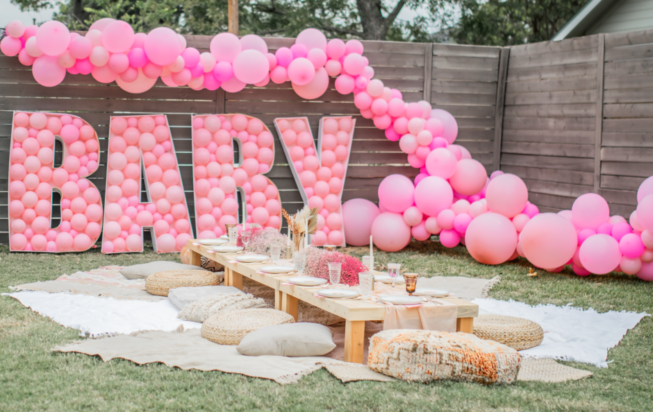 boho balloons sip and see