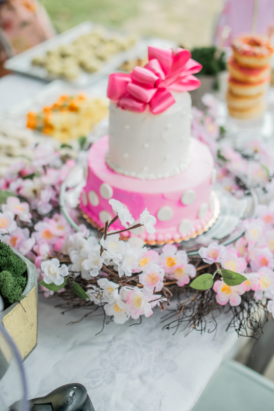pink sip and see cake