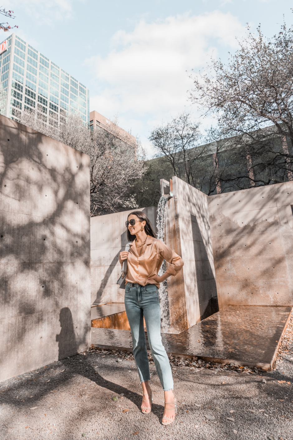 silk blouse outfit