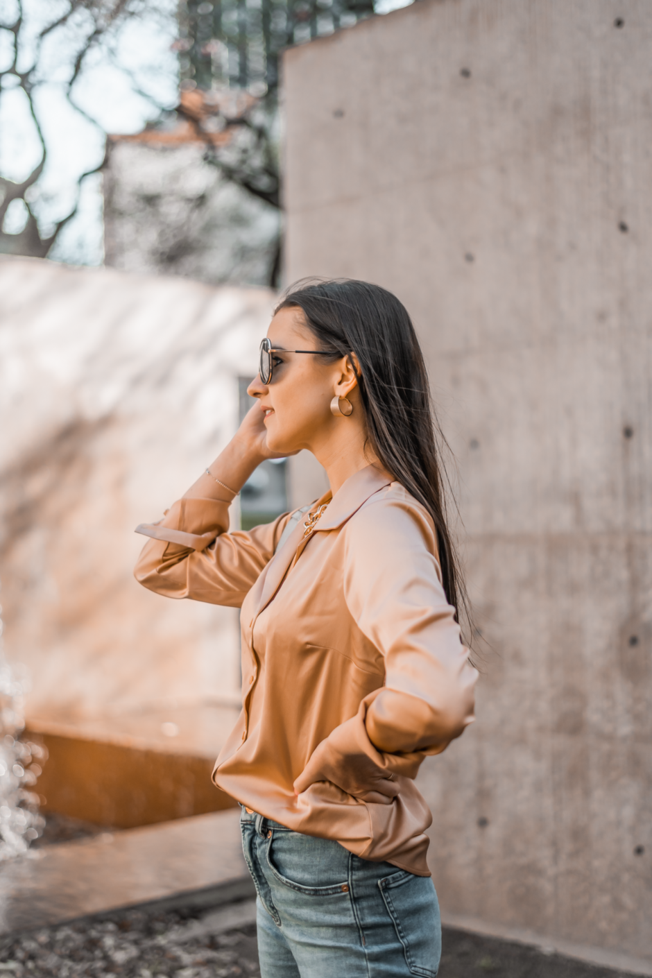 Beige Silk Blouse