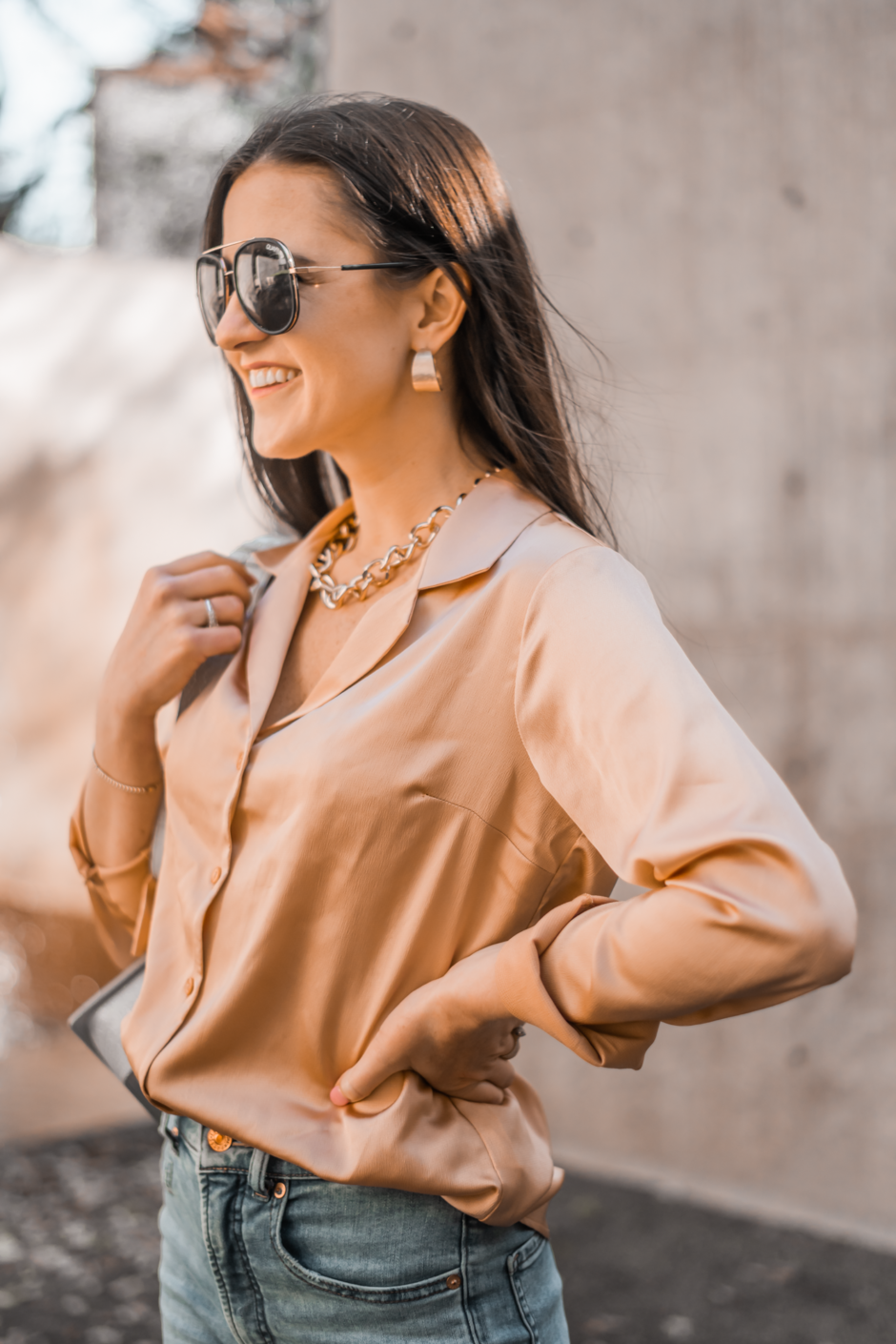 Beige Satin Shirt