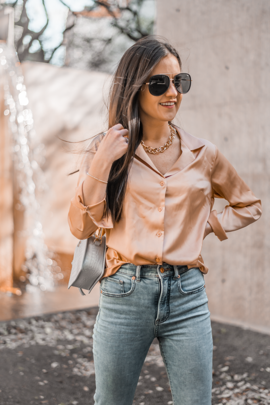 Satin Blouse Outfit
