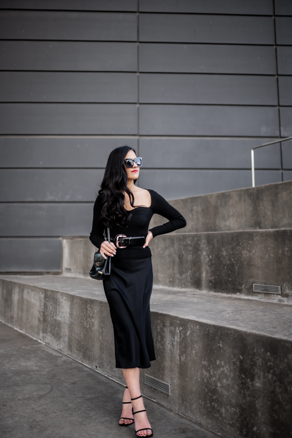 monochrome black outfit