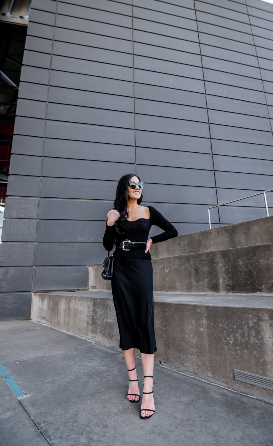 monochrome satin skirt