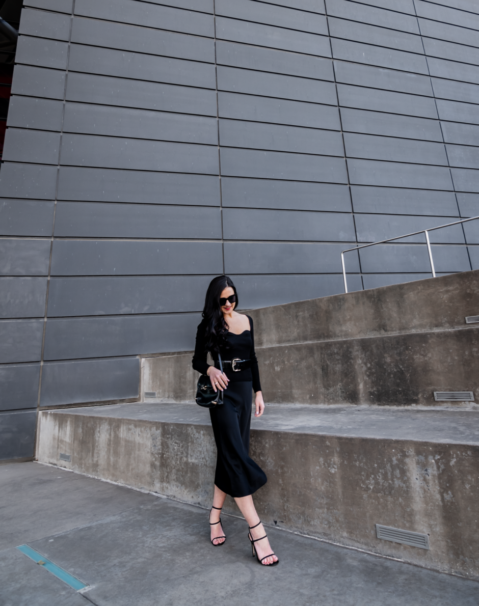 black satin skirt outfit