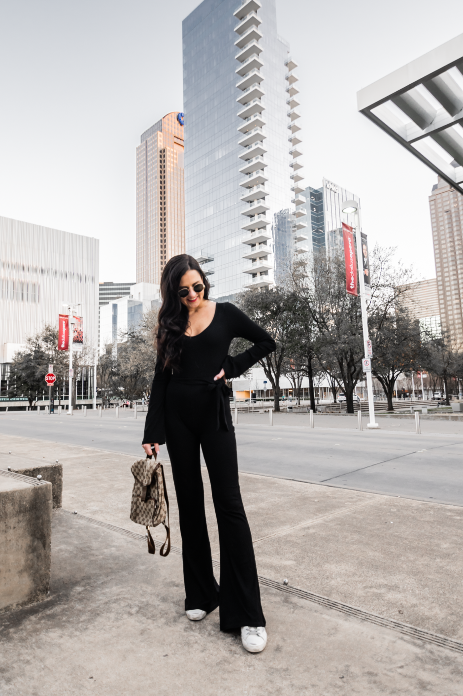 black flared jumpsuit