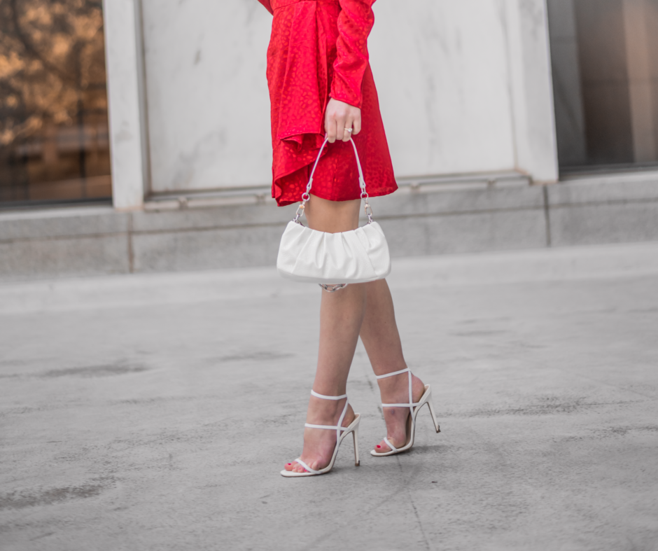 white strappy Steve Madden heels