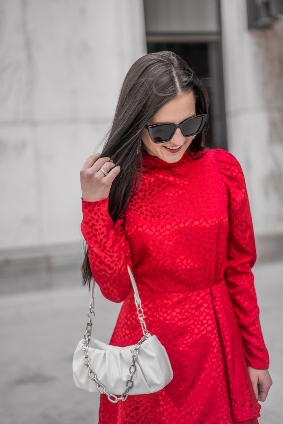 Red Puff Sleeve Dress