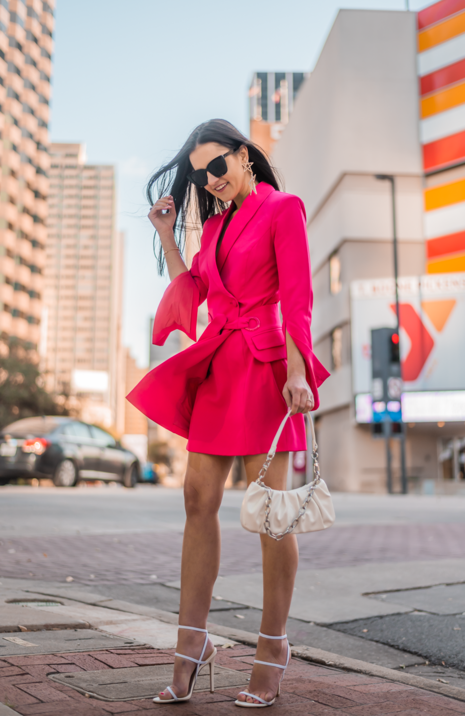Hot pink blazer dress