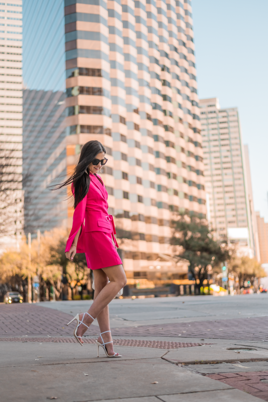 hot pink blazer dress
