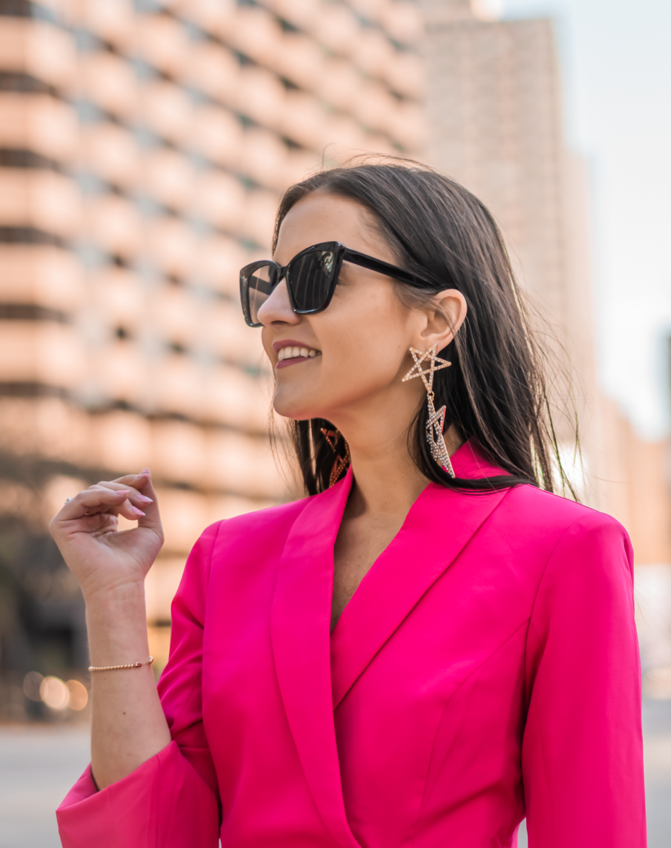 pink blazer